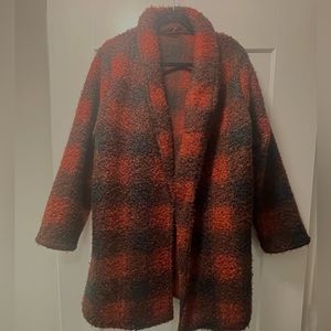 Red & Black Plaid Coat - 1X